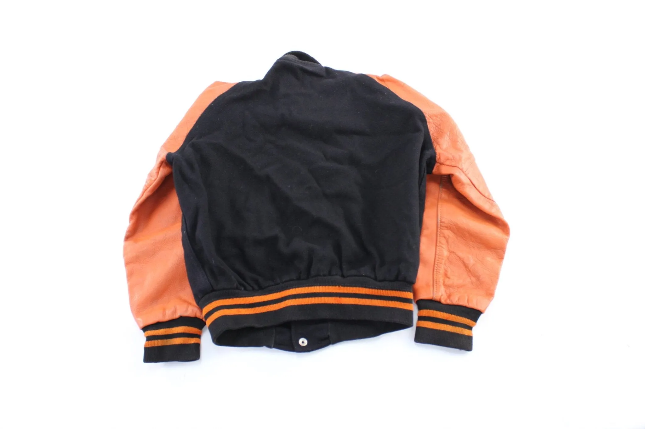 80's Black & Orange Varsity Letterman Jacket