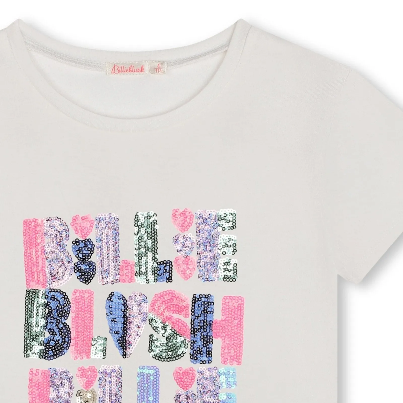 Billieblush White Sequin Logo SS Shirt