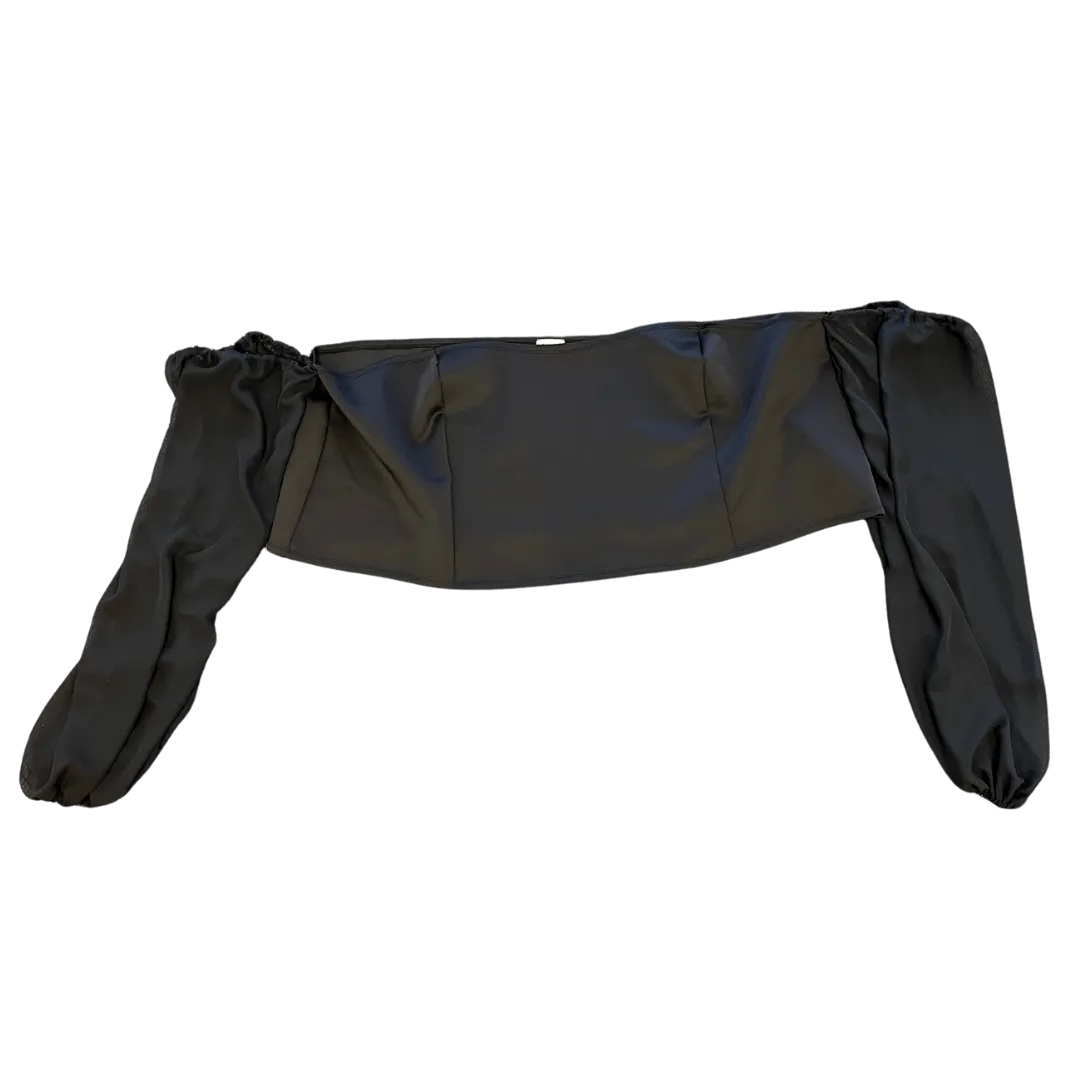 custom size black long sleeve mesh crop top - 6x
