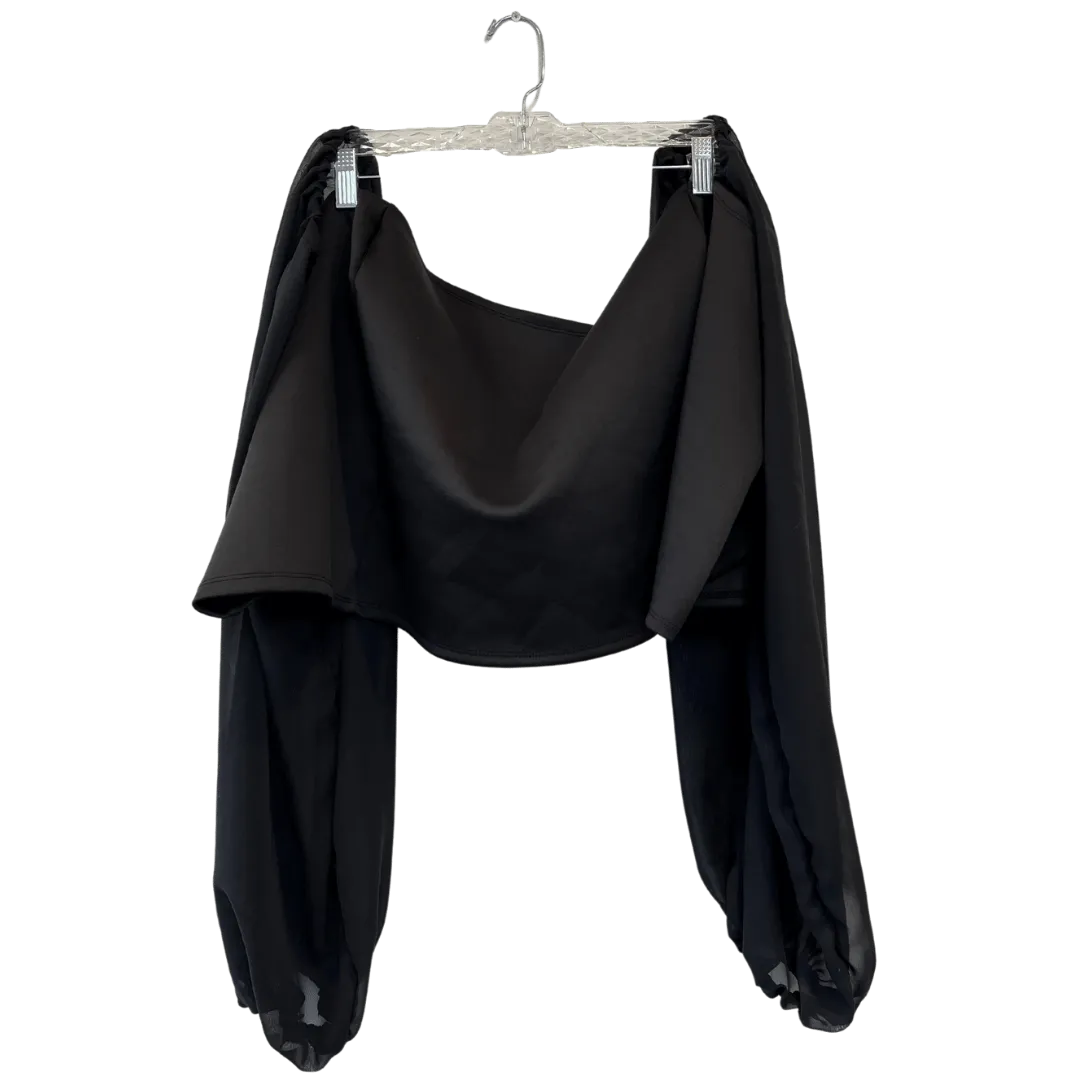 custom size black long sleeve mesh crop top - 6x