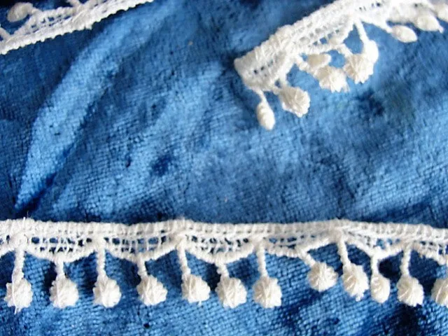 GORGEOUS Antique French Lace, TINY Cotton Trim, Dainty Lace, Bobble Drops Lace, Doll Size, Baby Bonnets, Bridal Heirloom Sewing,Collectible Lace